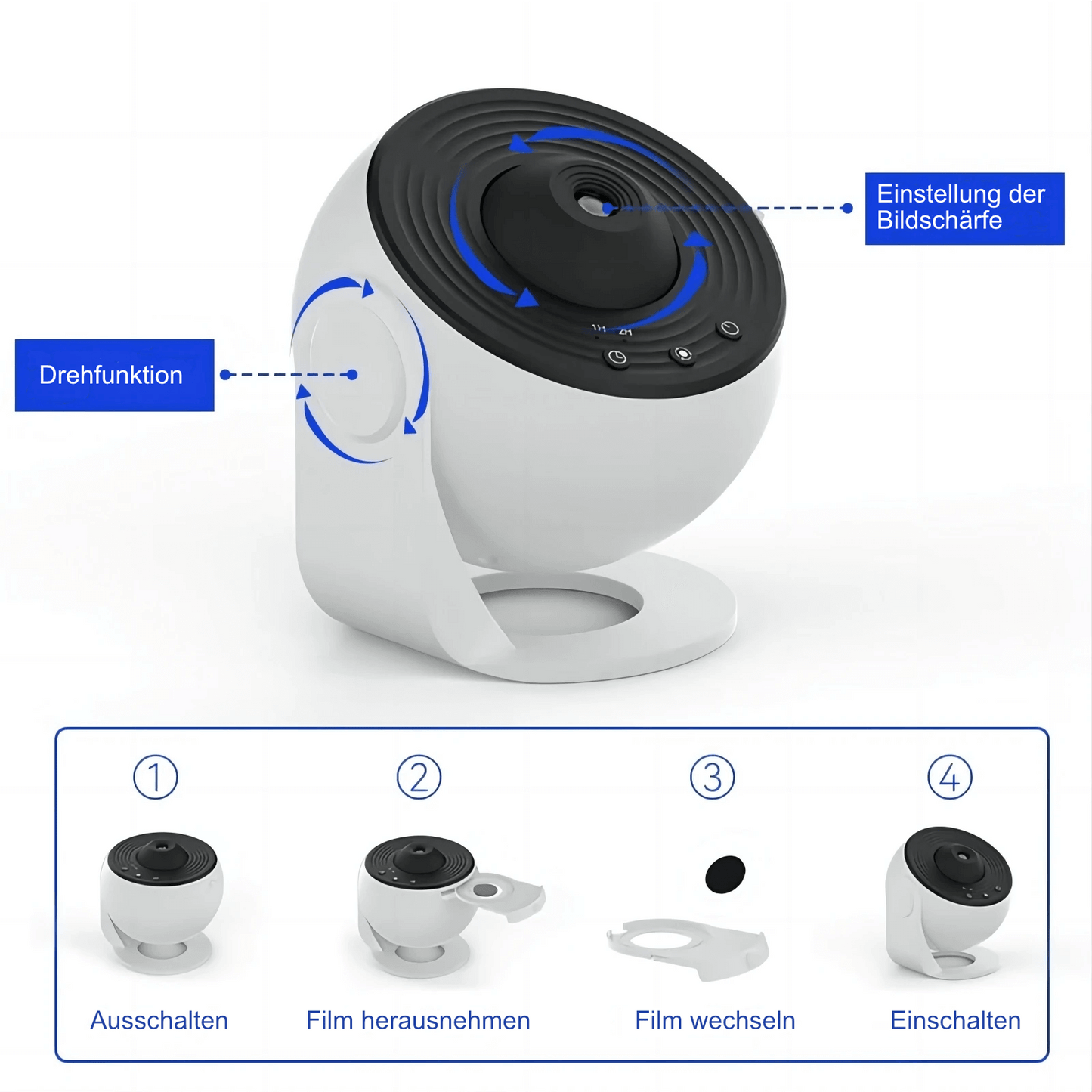 Trendsparadies - Galaxy-Projektor 360° LED-Nachtlicht mit Sternenhimmel-Effekt