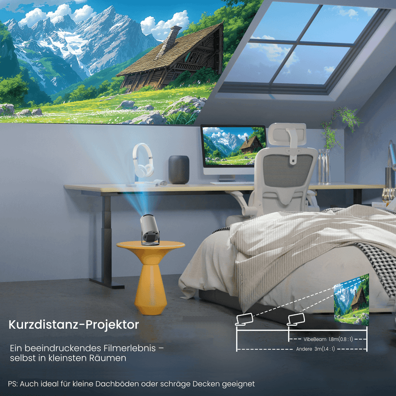 Trendsparadies – VibeBeam by XGODY Mini-Beamer mit 4K Support, WiFi 6 & Bluetooth 5.4