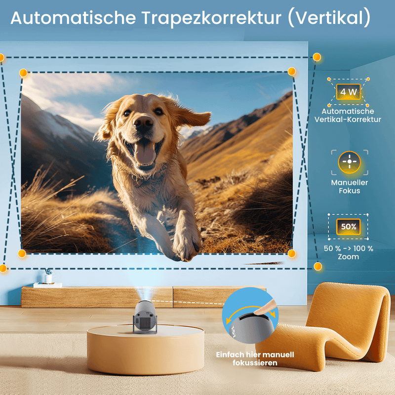 Trendsparadies – VibeBeam by XGODY Mini-Beamer mit 4K Support, WiFi 6 & Bluetooth 5.4